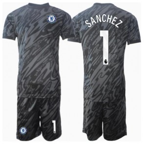 Chelsea Robert Sanchez #1 Brankářské Dětské Venkovní dres komplet 2024-25 Krátký Rukáv (+ trenýrky)